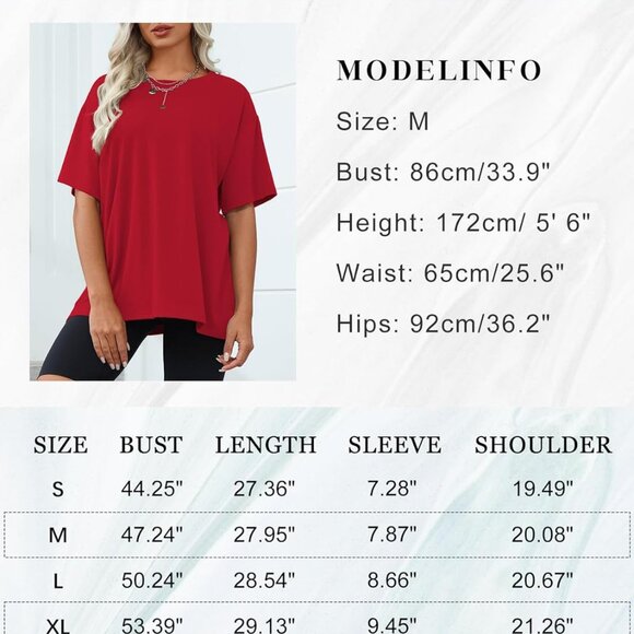 Womens Oversized Tshirts Short Sleeve Loose Fit XXL‎ - Picture 6 of 6
